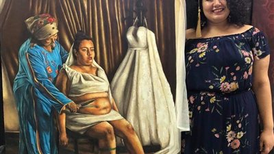 بألوان ورسومات.. طالبة بفنون جميلة تحاكي معاناة أصحاب السمنة «صور»