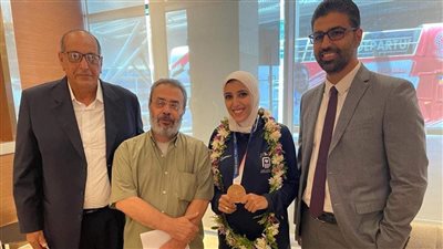 وفد الأهلي يستقبل جيانا فاروق بعد برونزية طوكيو «صورة»