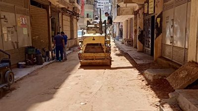 رصف وتنظيف شارع البطلة الأولمبية فريال أشرف بالمطرية استعدادا لاستقبالها «صور»