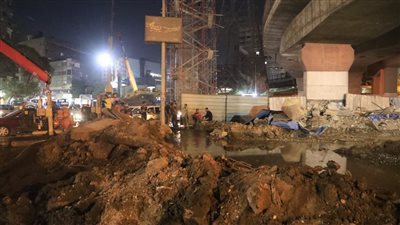 انتهاء أعمال إصلاح خط مياه بتقاطع جامعة الدول العربية وشارع السودان