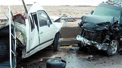 مصرع شخصين وإصابة 3 آخرين في حادث تصادم سيارتين بكفر الشيخ