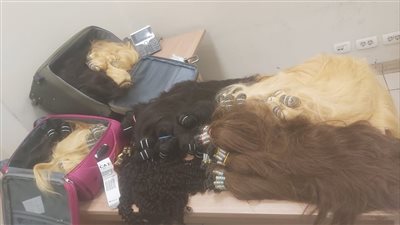 جمارك مطار القاهرة تضبط محاولة تهريب كميات من الشعر الطبيعي 