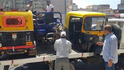 التحفظ على 10 مركبات «توك توك» و2 تروكسيل بطريقي الكورنيش والمحمودية بالإسكندرية