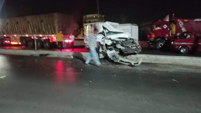 وقوع حادث تصادم بطريق بنها - المنصورة أمام مدينة كفر شكر (صور) 