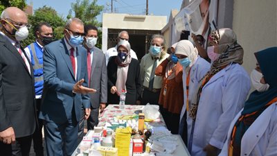 محافظ القليوبية والقائم بأعمال رئيس جامعة بنها يتابعان فعاليات قوافل حياة كريمة | صور 