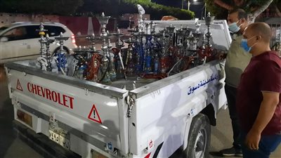 غلق 3 مقاهي لضبط 31 شيشة و 80 ألف قطعة شيكولاته ومستلزمات طبية مجهولة المصدر بكفر الشيخ