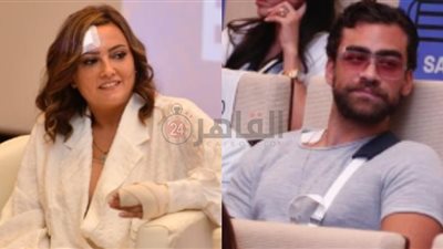 بإصابات في اليد والوجه.. أول ظهور لبشرى ومحمد مكاوي بعد حادثهما بـ الجونة