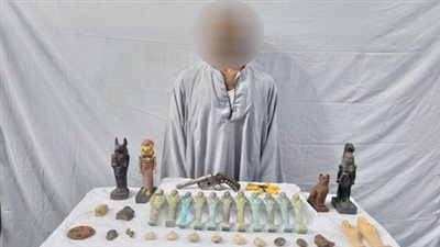 63 قطعة أثرية وحُفرة مُبطنة.. ضبط عامل لاتهامه بالتنقيب عن الآثار في أسيوط