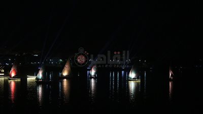 انطلاق عرض المراكب النيلية خلال حفل افتتاح طريق الكباش
