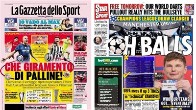 يونايتد يتفادى باريس وعار اليويفا وسوء حظ برشلونة.. جولة في الصحف العالمية