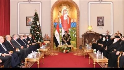 وفد من المجلس الأعلى للقضاء يهنئ البابا تواضروس بعيد الميلاد | صور