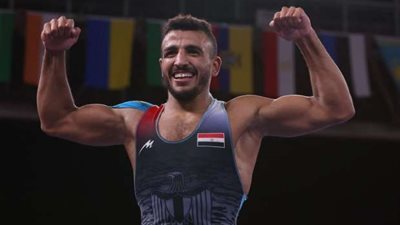 كيشو لاعب منتخب المصارعة يكتسح بطل كازاخستان ويتأهل لأولمبياد باريس