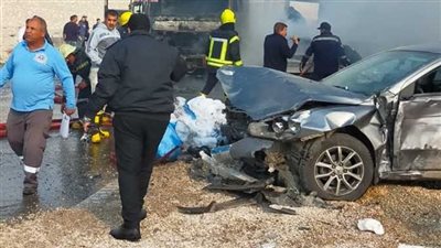 إصابة 5 أشخاص في حادث تصادم سيارتين بالبحيرة
