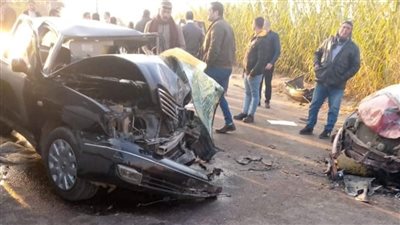 مصرع وإصابة 3 أشخاص في حادث تصادم 3 سيارات بالخانكة | صور