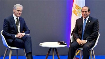  السيسي يلتقي رئيس وزراء النرويج في مدينة بريست الفرنسية 