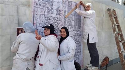 طالبات مدرسة ناصر الصناعية بشبرا يرسمون جدران نفق الشهيد أحمد بدوي