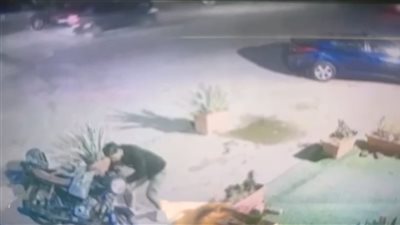 لص يتحدى كاميرات المراقبة.. لحظة سرقة شاب دراجة بخارية بحدائق الأهرام | فيديو