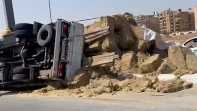 انقلاب سيارة نقل على طريق الرماية - الفيوم| فيديو