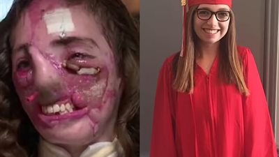 بعد 800 عضة من كلبين.. فتاة أمريكية تكشف وجهها المشوه