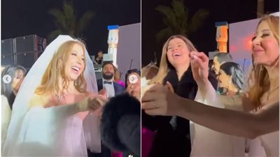 هند رضا تحتفل بزفافها بحضور نجوم الفن.. وترقص على الغزالة رايقة | فيديو