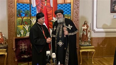 البابا تواضروس الثاني يستقبل البطريرك الماروني بالمقر البابوي في القاهرة