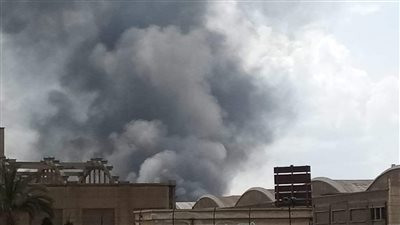 سحب دخانية تحجب الرؤية في شوارع المحلة بسبب حريق مخزن شركة الغزل والدفع بـ 7سيارات إطفاء | صور