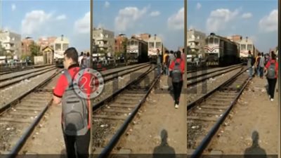 أول فيديو للحظة تحرك قطار بدون سائق في شبين القناطر