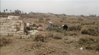 الأعلى للآثار يوفر اعتمادا ماليا لتكملة أعمال مكافحة الحشائش بمعبد سيتي الثاني بالأشمونين | صور
