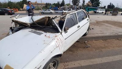 ننشر صور تصادم 3 سيارات على طريق رافد جمصة بالدقهلية