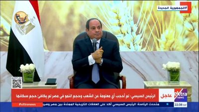 السيسي: لم أحجب أي معلومة عن الشعب وحجم النمو لم يكافئ حجم السكان