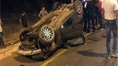 إصابة شخصين في انقلاب سيارة ربع نقل ونشوب حريق بها بصحراوي سوهاج