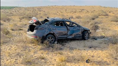 مصرع فتاة وإصابة اثنين آخرين فى حادث انقلاب سيارة ببئر العبد 