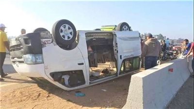 تفاصيل مصرع سيدة وإصابة 7 آخرين في حادث انقلاب سيارة ميكروباص بالدقهلية