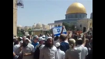 مستوطنون يرفعون علم إسرائيل أمام المسجد الأقصى│ فيديو