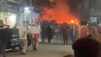 حريق هائل في محل إسفنج و3 سيارات ودراجة نارية في المحلة الكبرى 