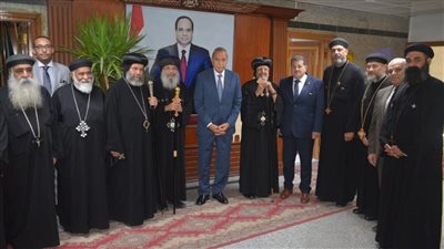 محافظ القليوبية يستقبل وفدا من كنائس المحافظة للتهنئة بمناسبة عيد الأضحى المبارك