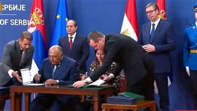 الرئيس السيسي ونظيره الصربي يشهدان توقيع عدد من مذكرات واتفاقيات التعاون بين البلدين | بث مباشر 
