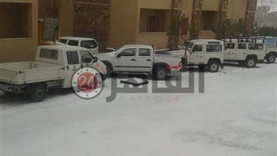 الجليد يغطي سانت كاترين ودرجة الحرارة تصل لـ3 تحت الصفر (صور وفيديو)