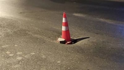 هبوط أرضي في منتصف شارع التحرير أمام جامعة الدول العربية