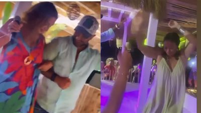 وصلة رقص لـ إنجي علي وأنغام مع أحمد سعد في الساحل الشمالي | فيديو