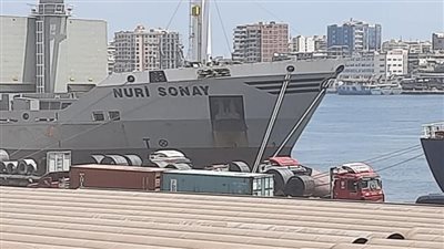 تفريغ 3840 طن حديد على متن سفينتين وتداول 34 سفينة بموانئ بورسعيد | صور 