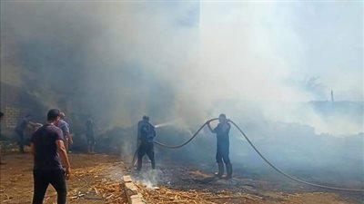 نشوب حريق بجوار مبنى الحملة الميكانيكية بمدينة الفشن ببني سويف | صور 