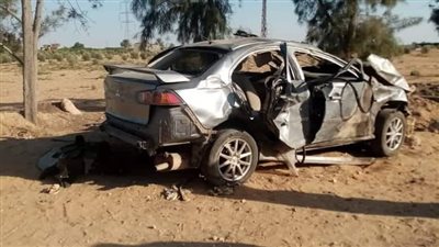 مصرع طفلين وإصابة 3 أشخاص في حادث انقلاب سيارة بالإسماعيلية