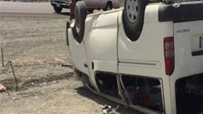 إصابة 13 شخصا في انقلاب سيارة ميكروباص بالطريق الصحراوي الغربي ببني سويف | بث مباشر 