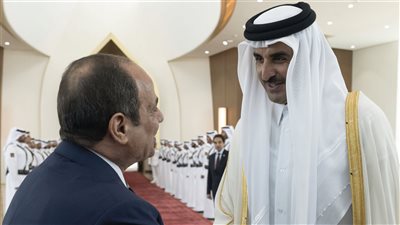 أمير قطر يودع الرئيس السيسي بمطار حمد الدولي 