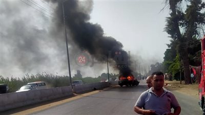 مصرع شخص إثر اشتعال النيران في سيارته فجأة بالغربية 