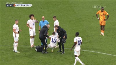 هازارد يتعرض للإصابة مع منتخب بلجيكا أمام هولندا في دوري الأمم الأوروبية 