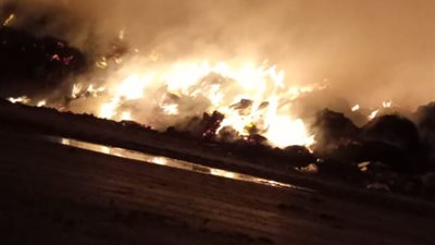 بسبب سوء التحزين.. القصة الكاملة لاشتعال النيران في شونة قش أرز بها 2000 طن بالدقهلية