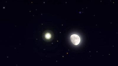 8 أضعاف حجم الشمس.. اقتران القمر مع نجم عملاق غدًا ووقوع زخة شهب القيثارة 