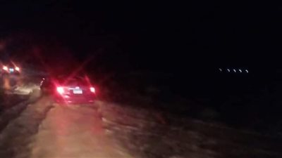 قطع الطريق الدولي مطروح – السلوم بسبب سقوط أمطار غزيرة